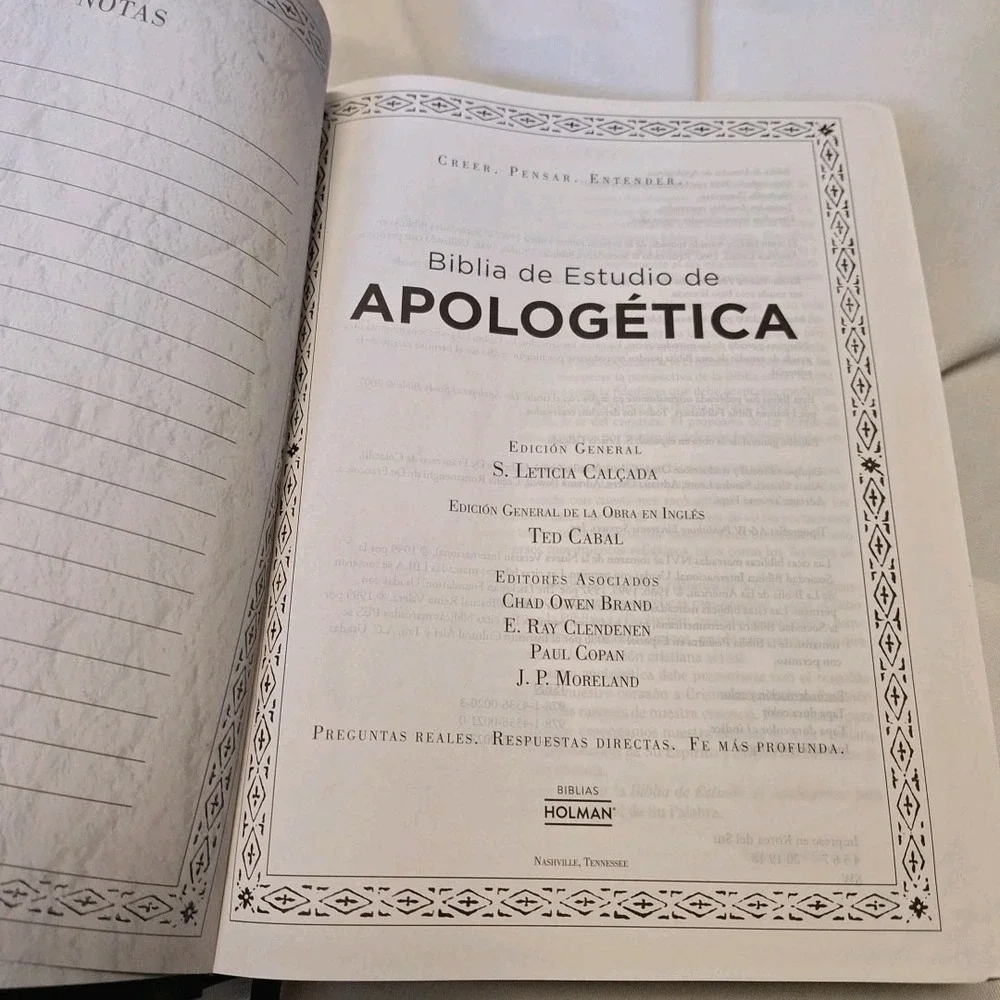 Biblia Pastoral de Estudio de Apologetica RV1960‎ imit piel negro Spanish Study